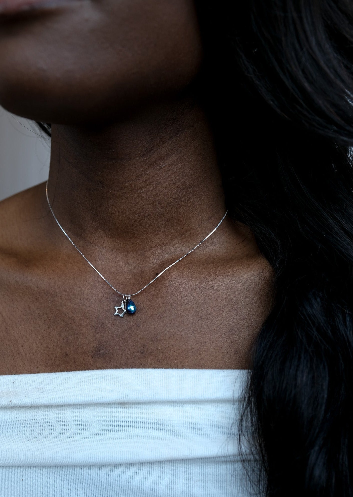 Sapphire Gradient Mini Heart Pendant Necklace